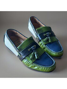 Barracuda Men's Sz EU 42 Slip On Leather Loafer Shoes Old Money Multicolor Italy